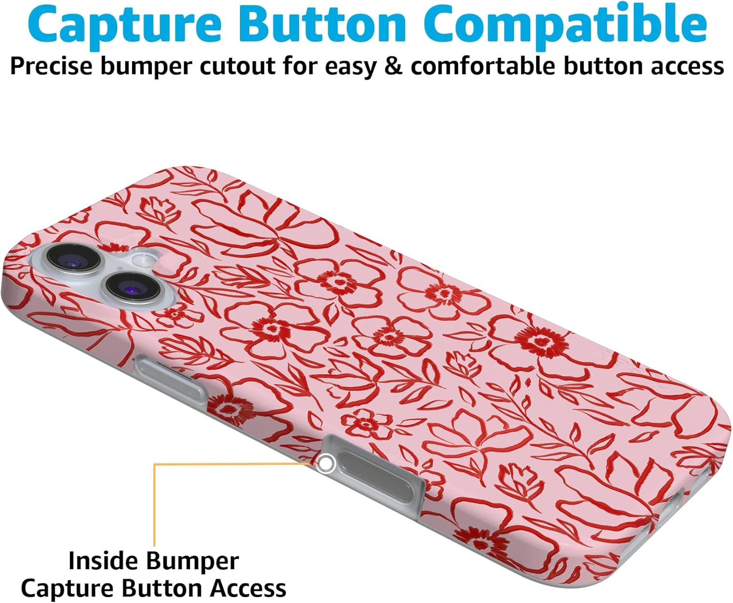 Casely iPhone 16 Case | Blush Garden | Floral Doodle | Compatible with MagSafe | Classic Ultra Slim Design