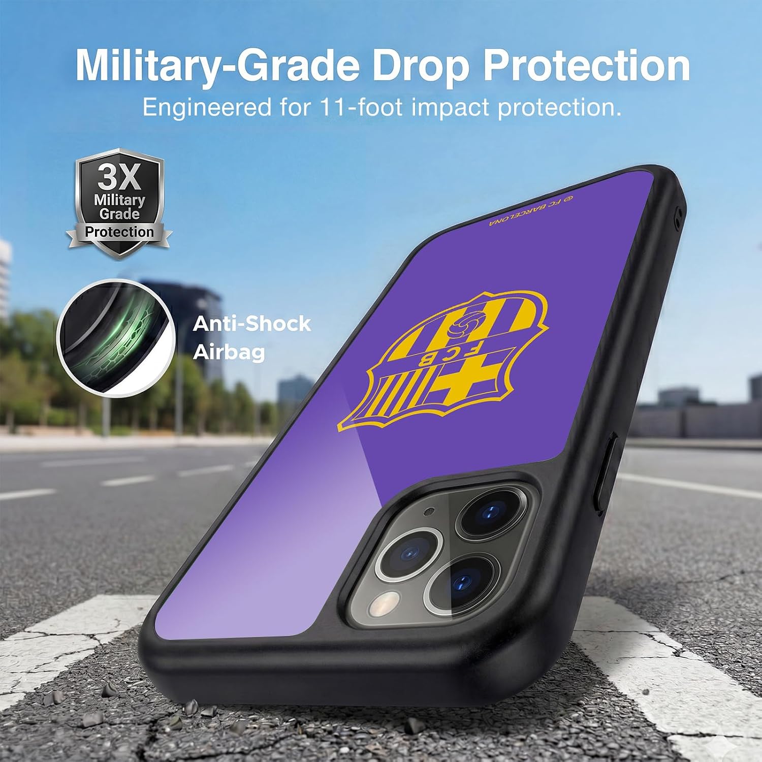 Head Case Designs Officially Licensed FC Barcelona Purple Training 2026/27 Crest Kit Gel Armor Case [Military Grade Drop Protection] Compatible with Apple iPhone 11 Pro Max image 2