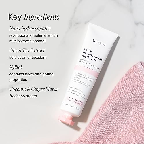 Miniatura 5 de Boka Pasta de dientes sin flúor, pasta de dientes nano hidroxiapatita, adecuada para dientes sensibles, para adultos y niños, sabor a menta de ella,