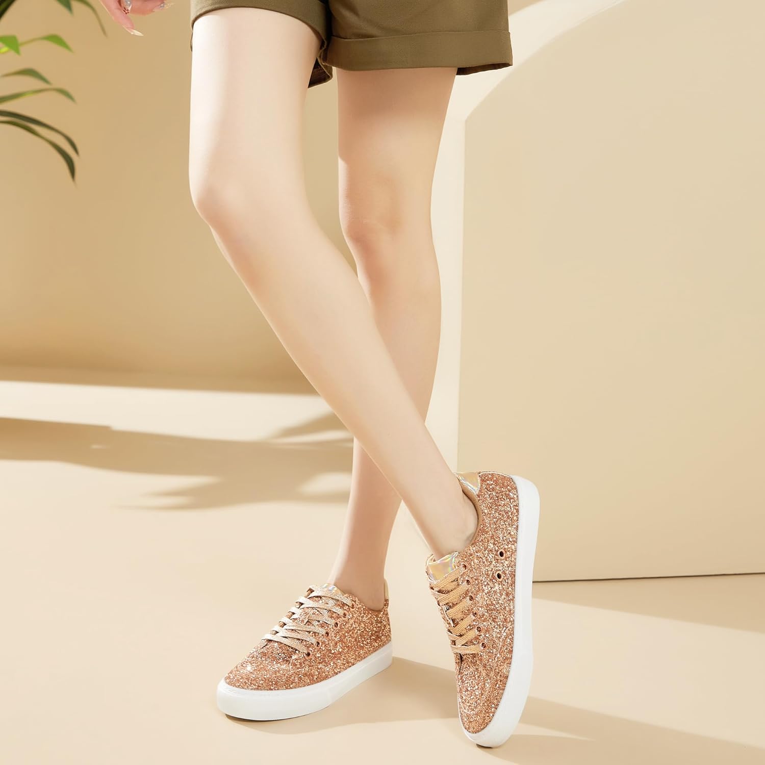 Jeekopeg Glitter Sparkly Fashion Sneakers Shoes Shiny Casual Shoes Bling Sequin Concert Low Cut Lace up Shoes - Image 8