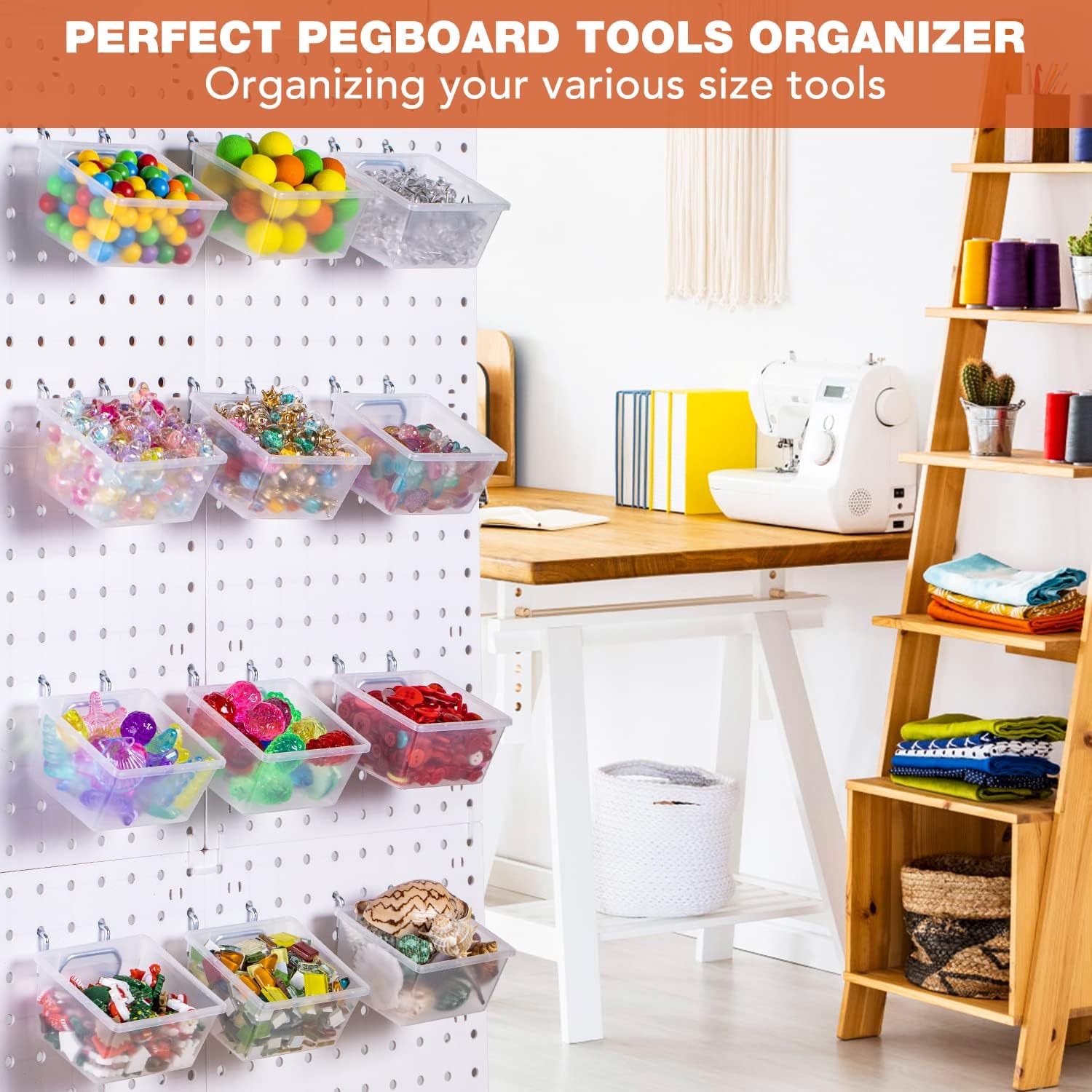 Buy 16 Pack Pegboard Clear Bins, Pegboard Bins Hooks, DIY Pegboard
