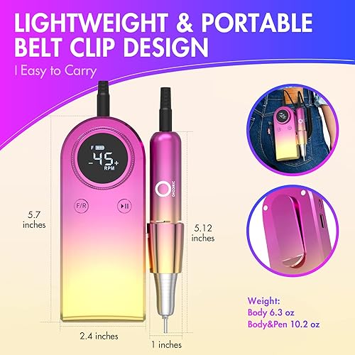 Miniatura 6 de OHZOIRIC Taladro de uñas eléctrico profesional para uso doméstico y salón