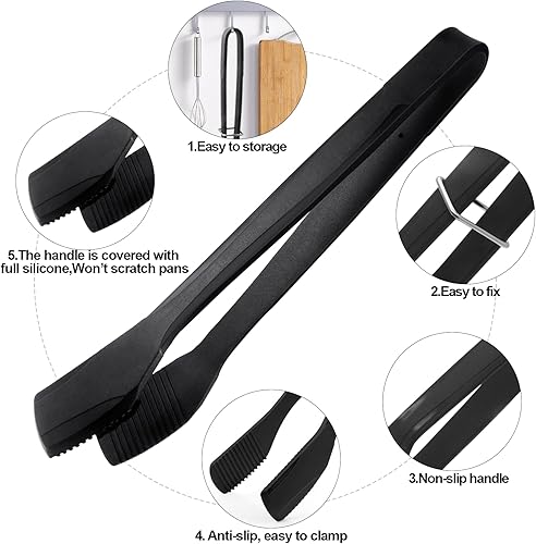 Miniatura 10 de Pinzas de cocina de silicona, abrazadera de barbacoa de silicona de acero inoxidable de alta calidad, espátula multiusos para clip de pan,