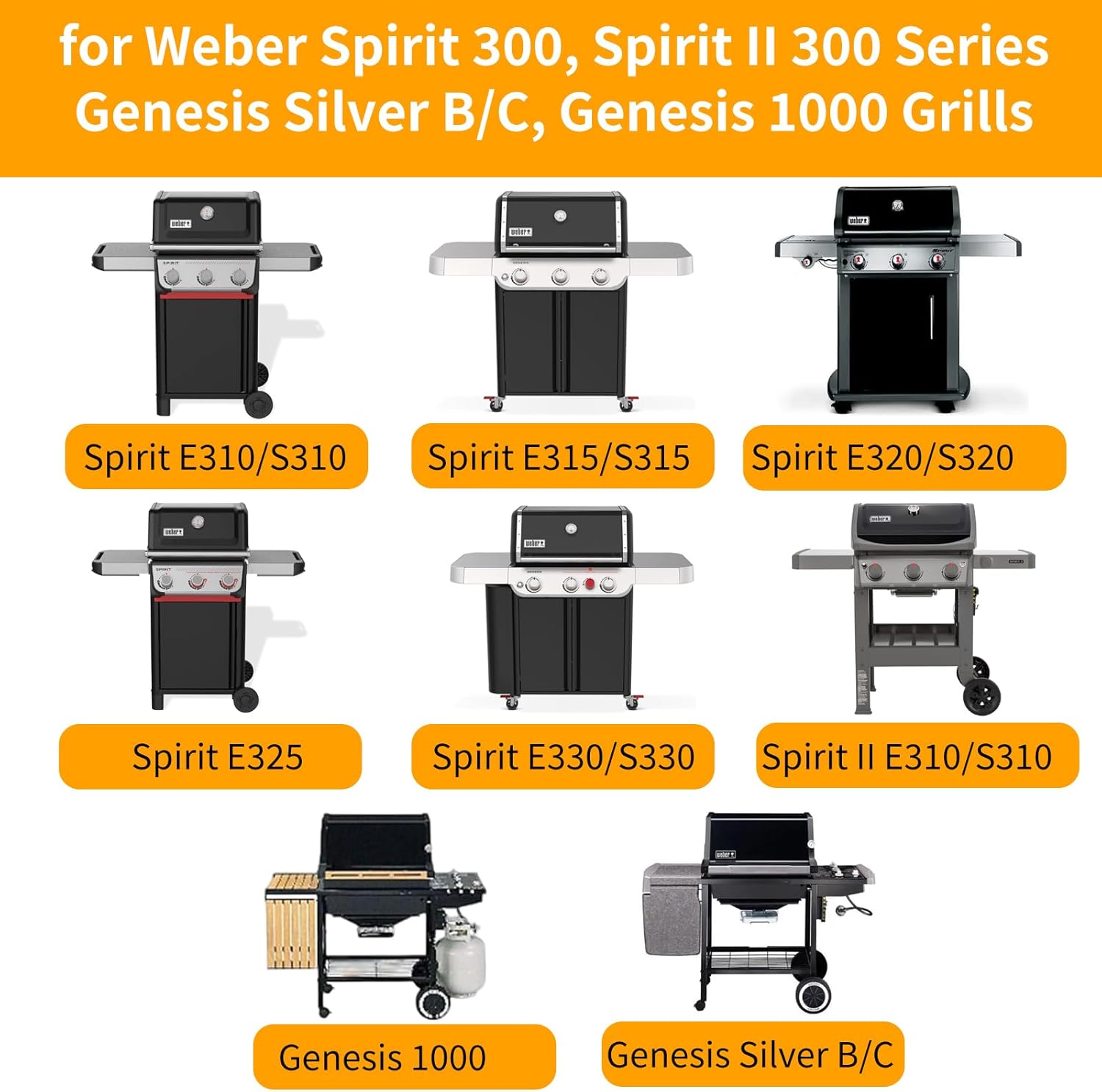 Hongso 17.5" SUS304 Stainless Steel Grill Grates for Weber Spirit E-310, Weber Spirit 300 and GS4 II 300 Series E & S 310 315 320 325 330 SP320, Genesis Silver/Gold B & C, Genesis 1000 Grill 7638 7639