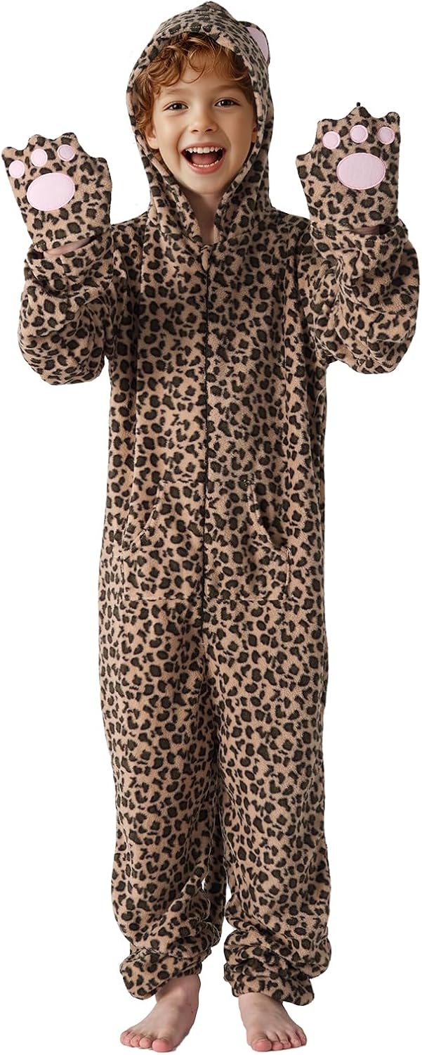 Cheetah Costume Kids - Unisex One Piece Costume Boys Halloween Costumes for Girls- Animal Onesie Kids Halloween Pajamas 4-10Y - Image 8