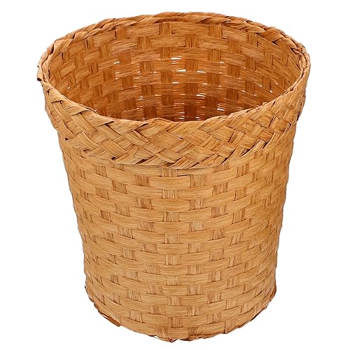 Housoutil Cesta de basura vintage para ropa sucia, cubo de basura tejido, cubo de basura pequeño, cesta de basura para dormitorio, baño, oficina u