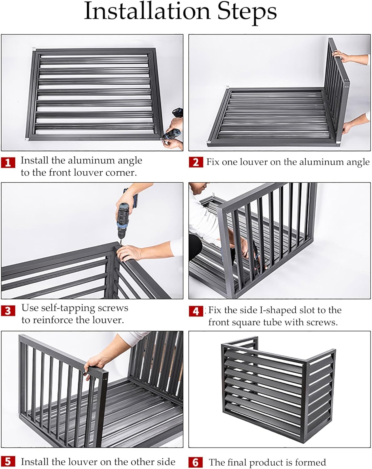 Heatpump Covers Aluminum Air Conditioning Cover Outdoor Fence Rain And Sun Protection Shelf Plant Stand Three Sides Hide Air Con Prevent Damage From Loose Leaves(Brown,110x80x60cm)