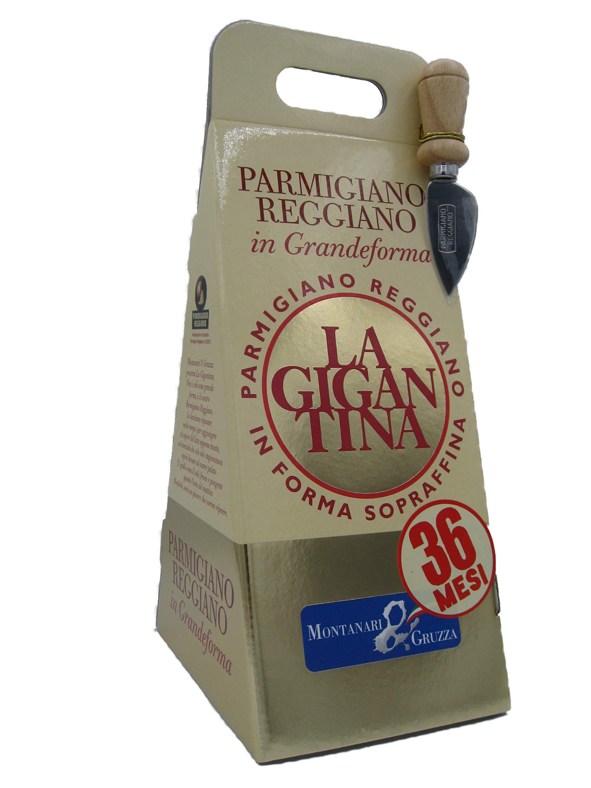 Confezione Regalo in Astuccio "De-Luxe" Parmigiano Reggiano d.o.p. LA GIGANTINA scelto extra 36 Mesi Punta da 1 Kg Sottovuoto con coltellino