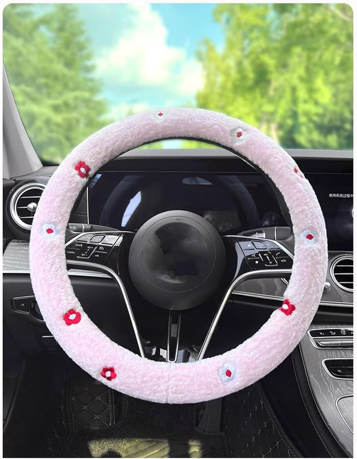 Car Steering Wheel Cover for Car Steering Wheel Cover Plush Car Decoration Easy Grip Comfortable and Breathable (Color : 1#)