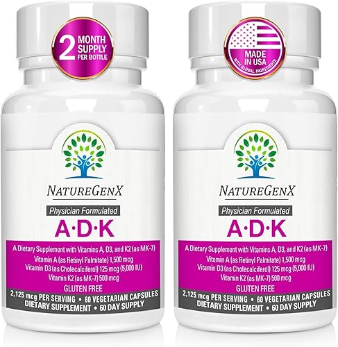 Miniatura 9 de ADK Suplemento vitamínico de 5000 UI – Vitaminas A, D3 y K2 de alta potencia para la salud ósea y absorción de calcio Suplemento de vitamina ADK