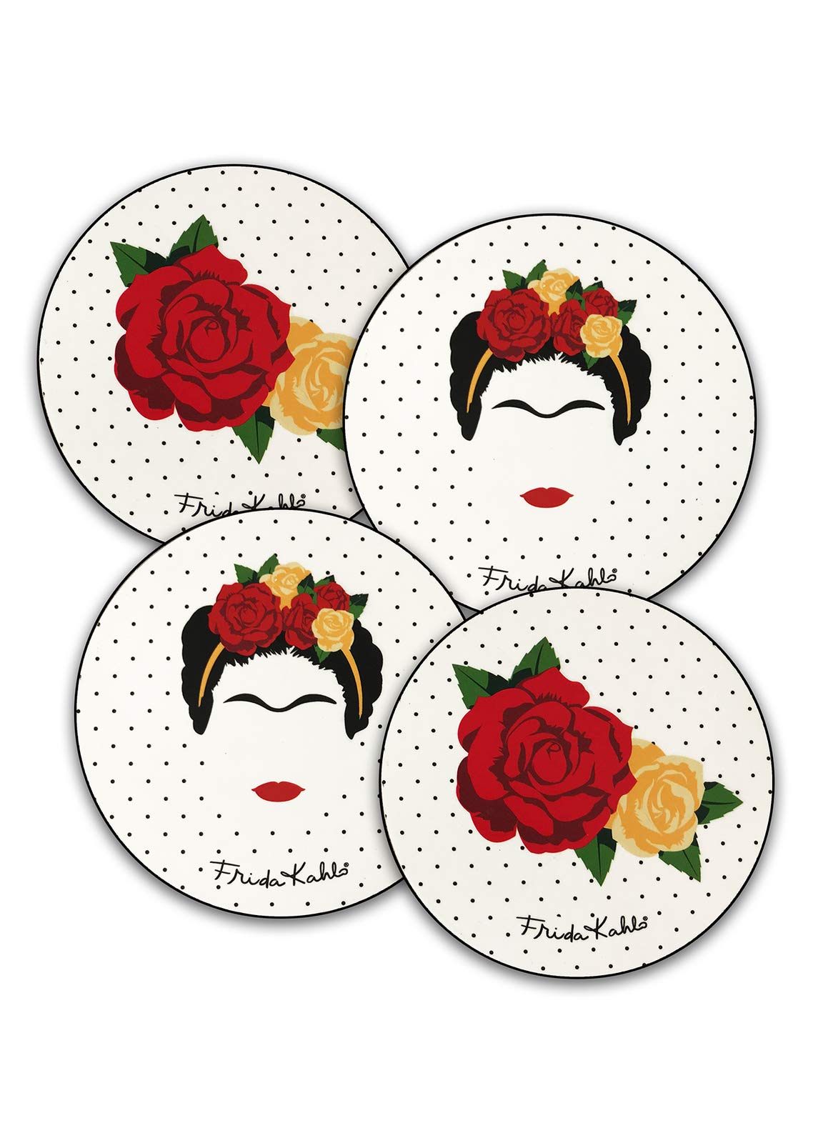 Groovy Multicolor Frida Kahlo Minimalist Round Placemat And Coaster Set (4+4)
