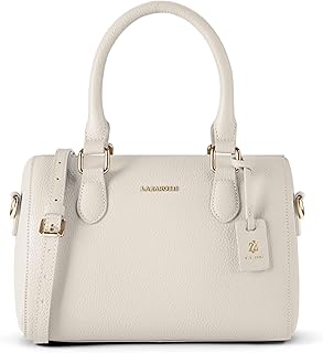 Bologna Damen Handtasche aus Echt-Leder | Henkeltasche mit abnehm- & längenverstellbaren Trageriemen | Bowling-Bag 26 cm