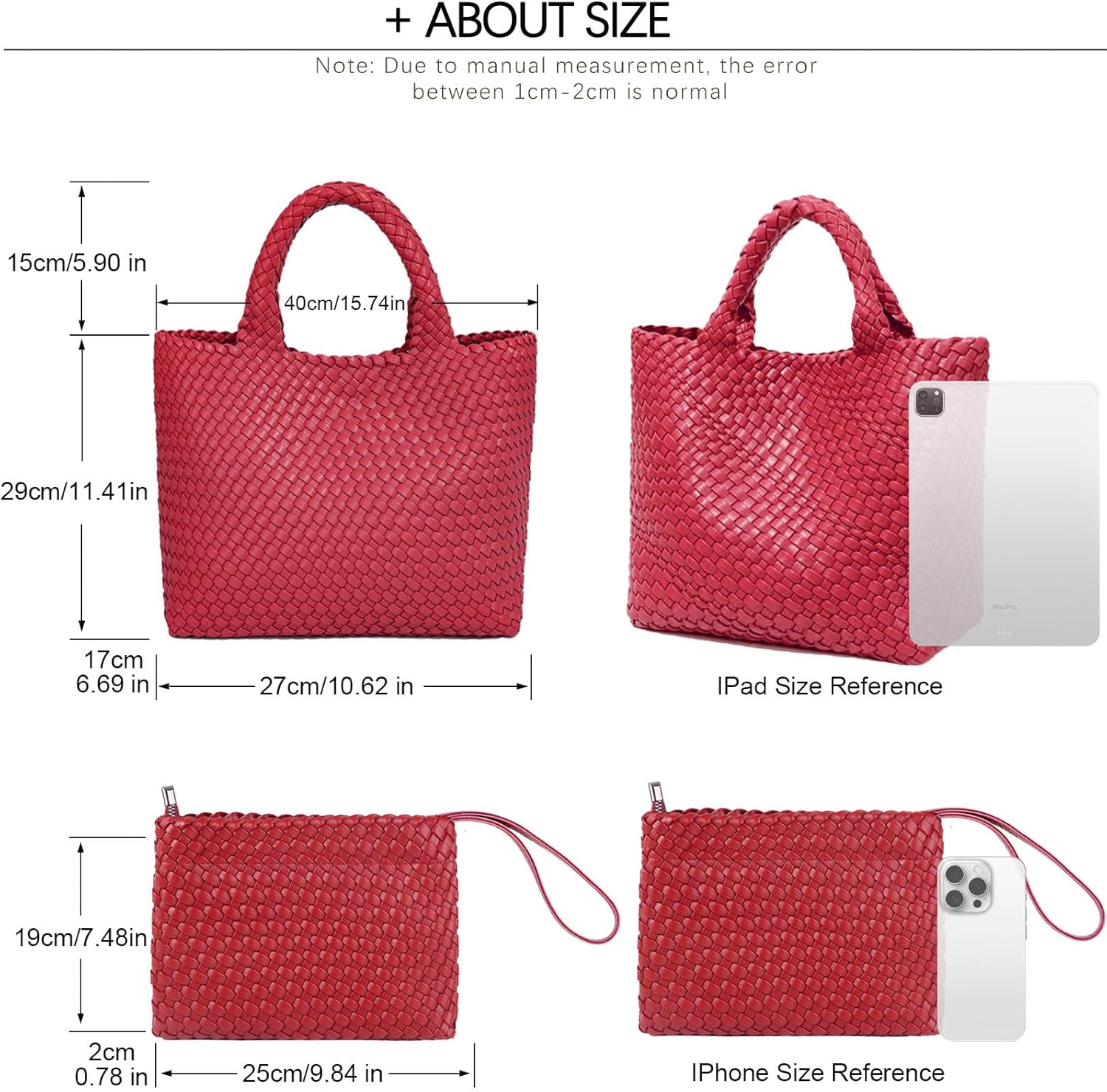 JINMANXUE Fashion Woven Bag Shopper Bag Travel Handbags and Purses Women Tote Bag Large Capacity Shoulder Bags - Image 4