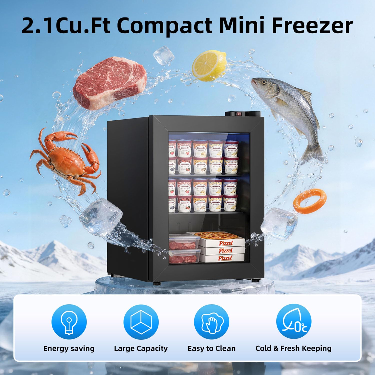Antarctic Star 65L Upright Ice Cream Storage Unit, Compact Vertical Design with Mechanical Temperature Control(-10°F to -18°F), Medium Capacity for Home/Office/Dormitory Use, 115V/60Hz on Fridge.com