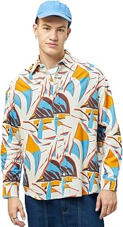 Bewakoof Men's 100% Cotton Oversized Fit Spread Collar Shirt Price In India
