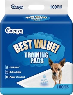 COCOYO Puppy Training Pads 22x22 Inch 100 Count - Super Absorbent Leak-Proof Dog Pee Pads with Puppy Attractant
