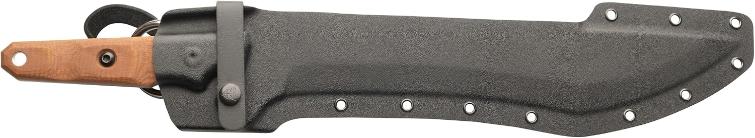 Tops Knives Lilith Full Tang Fixed Blade- Tactical Gray Blade Finish- Black Kydex Sheath w/Dangler (Tan Canvas Micarta Handle)