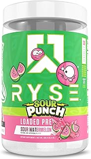 RYSE Loaded Pre Workout Powder - Sour Punch Watermelon - Daily Pre-Workout for Men & Women with 300mg Caffeine, Beta Alanine, and Citrulline for Pump, Focus, and Energy - 30 Servings