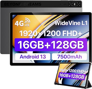 UMIDIGI Android Tablet 10+ inch, A13 Tab 16GB+128GB Tablet with Cellular WiFi,7500mAh Android 13 Tablets with Case, Support Widevine L1,Up to1 TB Expandable
