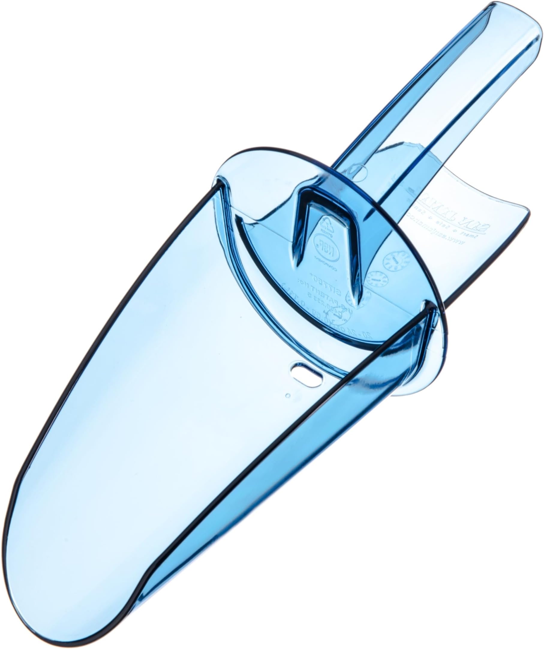 San Jamar Plastic Ice Scoop with Holder, Scooper for Bucket, Blue, 20-24 oz