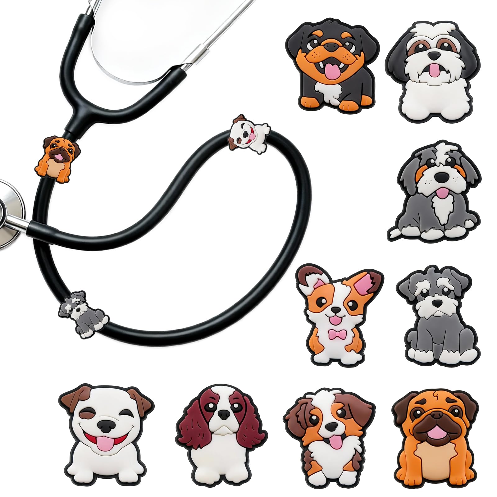 Norxuaze Unisex Kids Colorful 9 Pcs Stethoscope Charms, Stethoscope Accessories For Nurse, Doctor, Vet Stethoscopes, Unique Id Tags Compatible, Perfect Gift For Nurses, Doctors, Veterinarians, Peds, Medical Workers