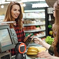 Vista 9 de Escáner de código de barras omnidireccional automático 1D 2D de escritorio, lector de código de barras QR con cable USB manos libres, escáner