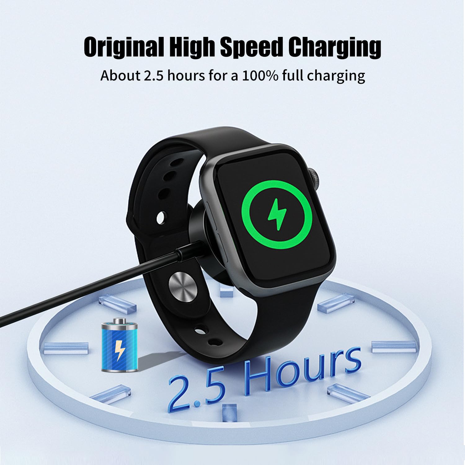 Upgraded for Watch Charger Cable, 3FT USB C to Magnetic Wireless Fast i-Watch Charging Cord, Compatible with Series Ultra/9/8/7/6/SE/SE2/5/4/3/2,Magnetic, USB C Interface, 1m Data Cord- Black