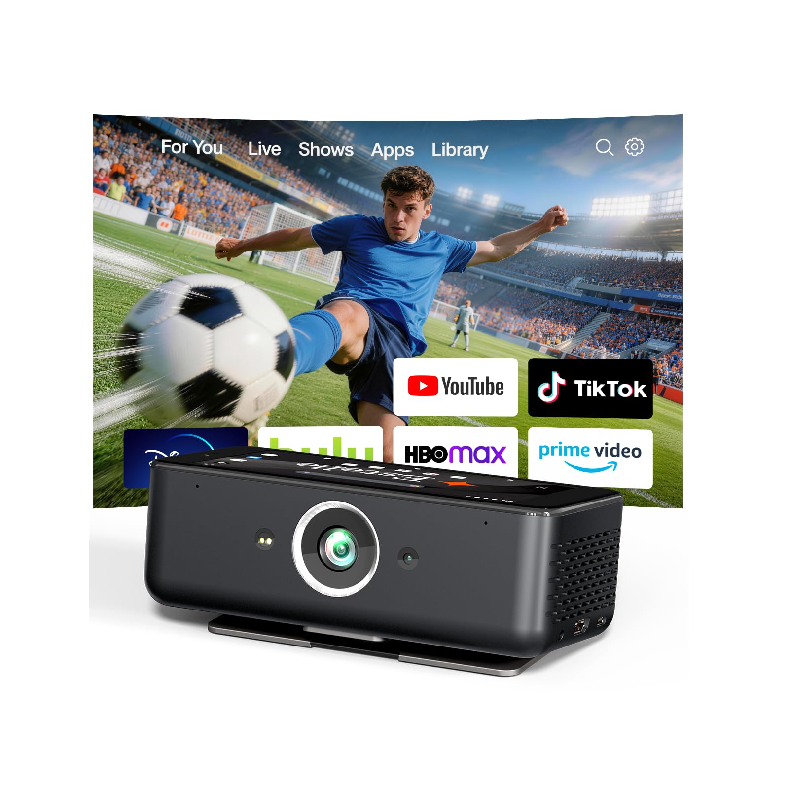 Estelle One Proiettore 4K con 64GB, Batteria Integrata, Android 12 | 5,99" Schermo Touch, Portatile Intelligente, Autofocus/Keystone, Download di App e Rotazione di 90° - Nero