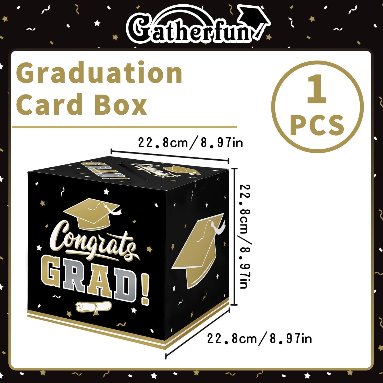 Gatherfun Graduation Decorations 2026 Graduation Box Graduation Card Box for Graduation Gift Graduation Party Favors Decor Party Supplies （Black and Gold）