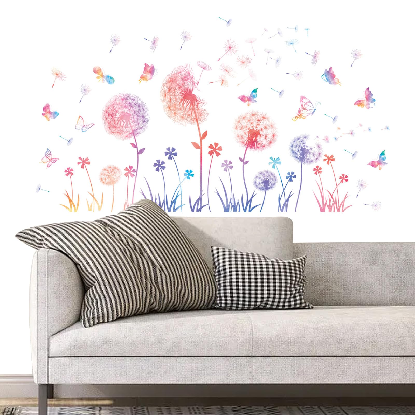 Wall Tattoo Dandelion Wall Tattoo Dandelion Flowers Colourful Wall Sticker Dandelion Children's Room Wall Decoration Plants Flowers Wall Sticker for Background Wall Decoration