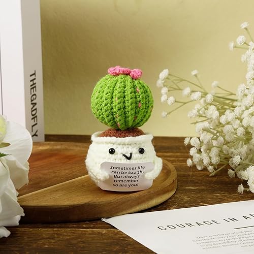 Miniatura 4 de NQEUEPN Cactus positivo de ganchillo, hecho a mano, hecho a mano, lindo juguete divertido de papa emocional, vida positiva, adornos de muñeca,