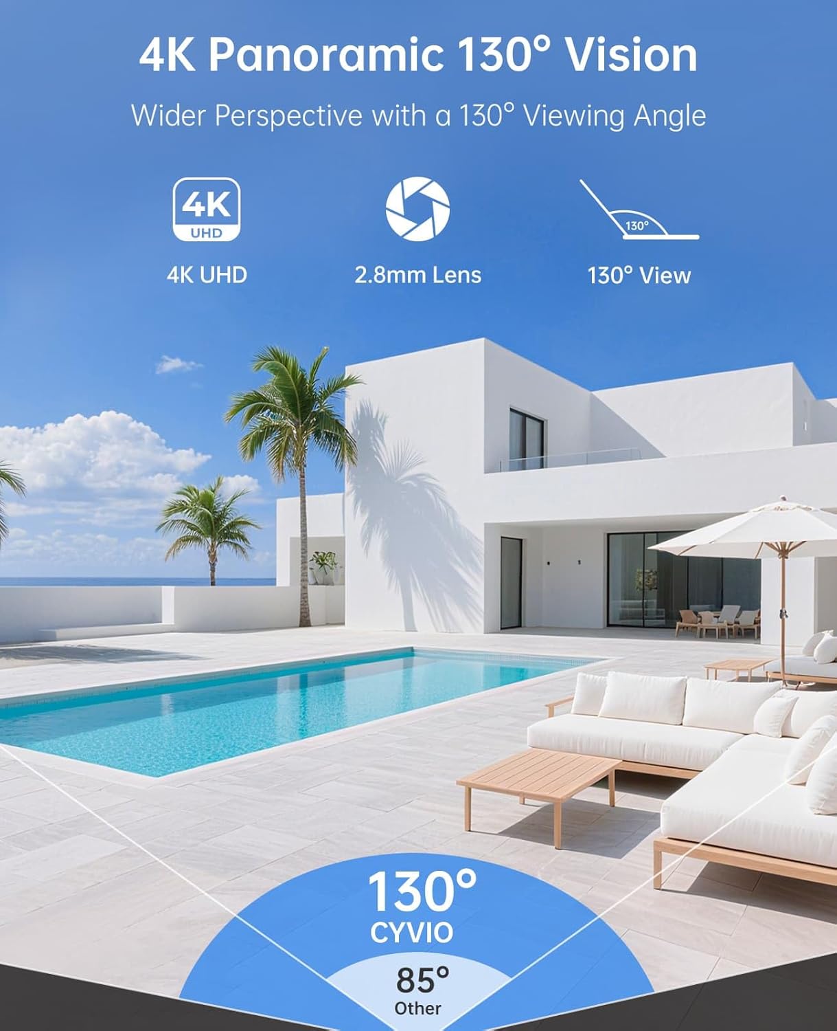 4K PoE Camera System, 4Pcs 8MP Outdoor Turret Home Security Cameras with AI Detection, 24-7 Recording, Color Night Vision, No Subscription, IP67 Waterproof, 4K 8CH NVR with 2TB HDD (N2834D)