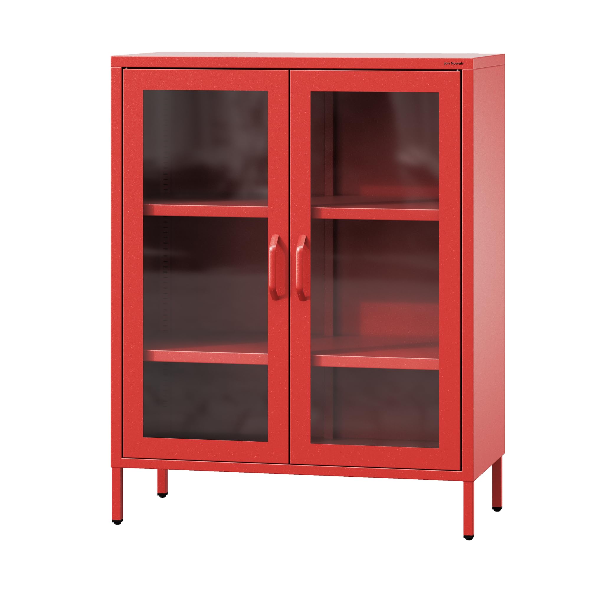 Jan Nowak Aparador Metal 2 Puerta para Salon | 80 x 101,5 x 40 cm | Cierre Magnético, 2 Estantes Ajustables, Superficie Brillante | Muebles de Salon, Aparadores para Salon