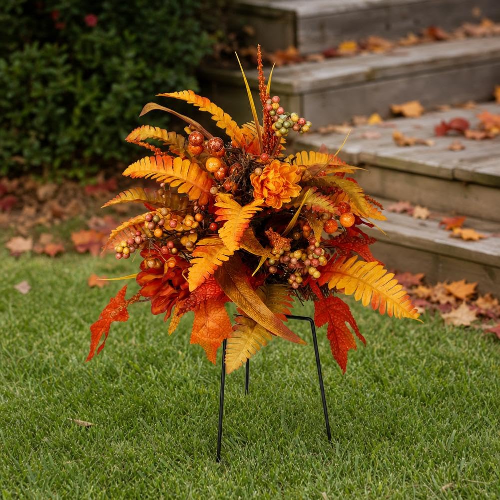 Arrangiamento da giardino con motivo floreale autunnale, 40,1 cm
