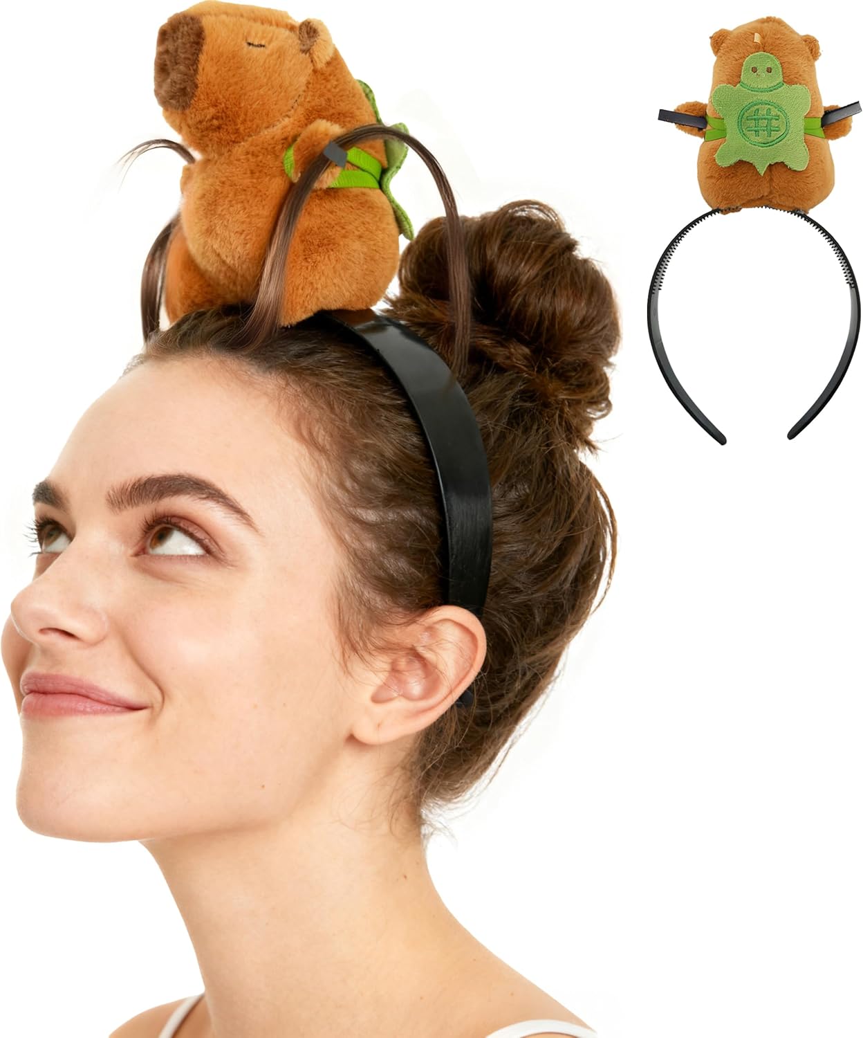 UQJE Adult Capybara Headband Funny Stuffed Capybara Hairband Cute Plush Hairpin Headwear Accessories