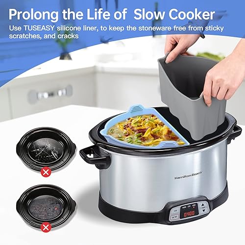 Miniatura 4 de TUSEASY Revestimientos para olla de cocción lenta compatibles con olla de cocción lenta ovalada de 6 a 7 cuartos de galón, inserto divisor de