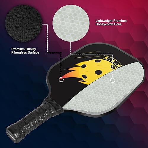 Miniatura 3 de Juego de palas de pickleball  2 paletas de fibra de vidrio, 4 bolas, bolsa de transporte  Juego de paletas de pepinillo compatible con USAPA,