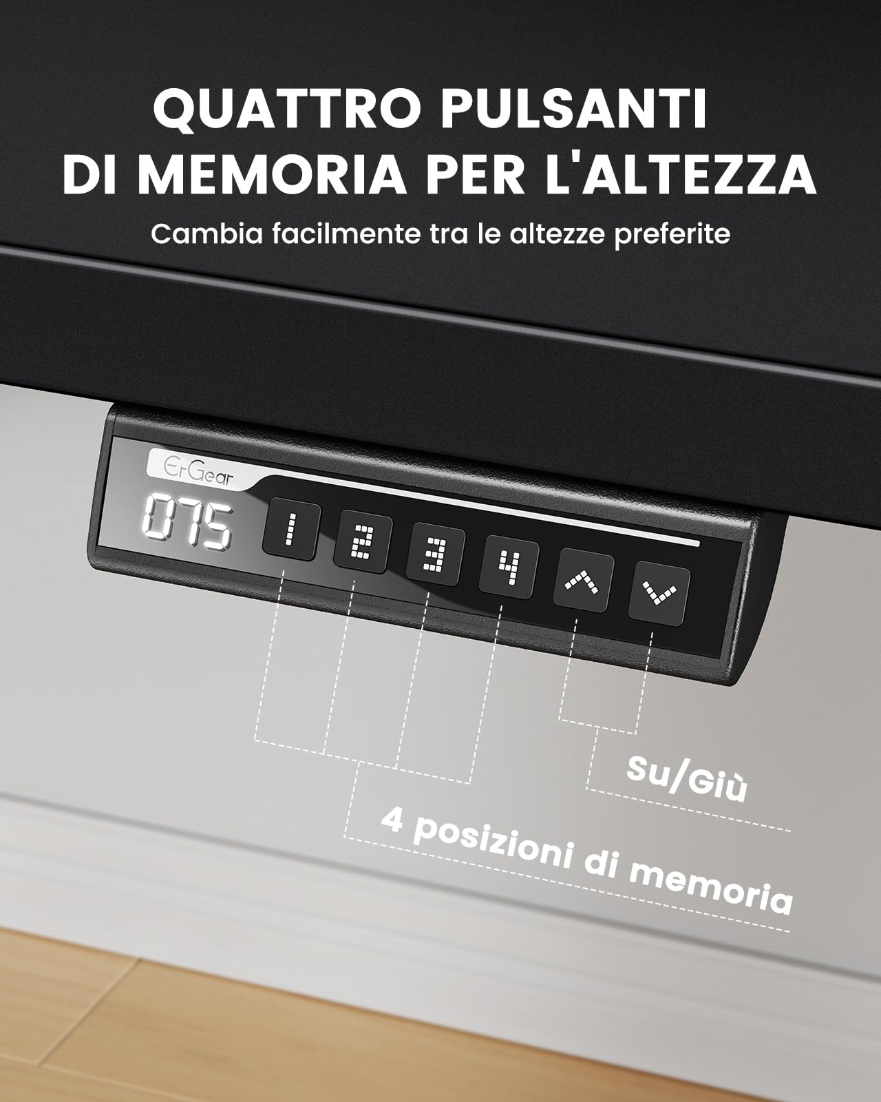 ErGear Scrivania elettrica regolabile in altezza, 160 x 80 cm, portata 100 kg, con motore senza spazzole avanzato, funzione silenziosa, robusto telaio in metallo