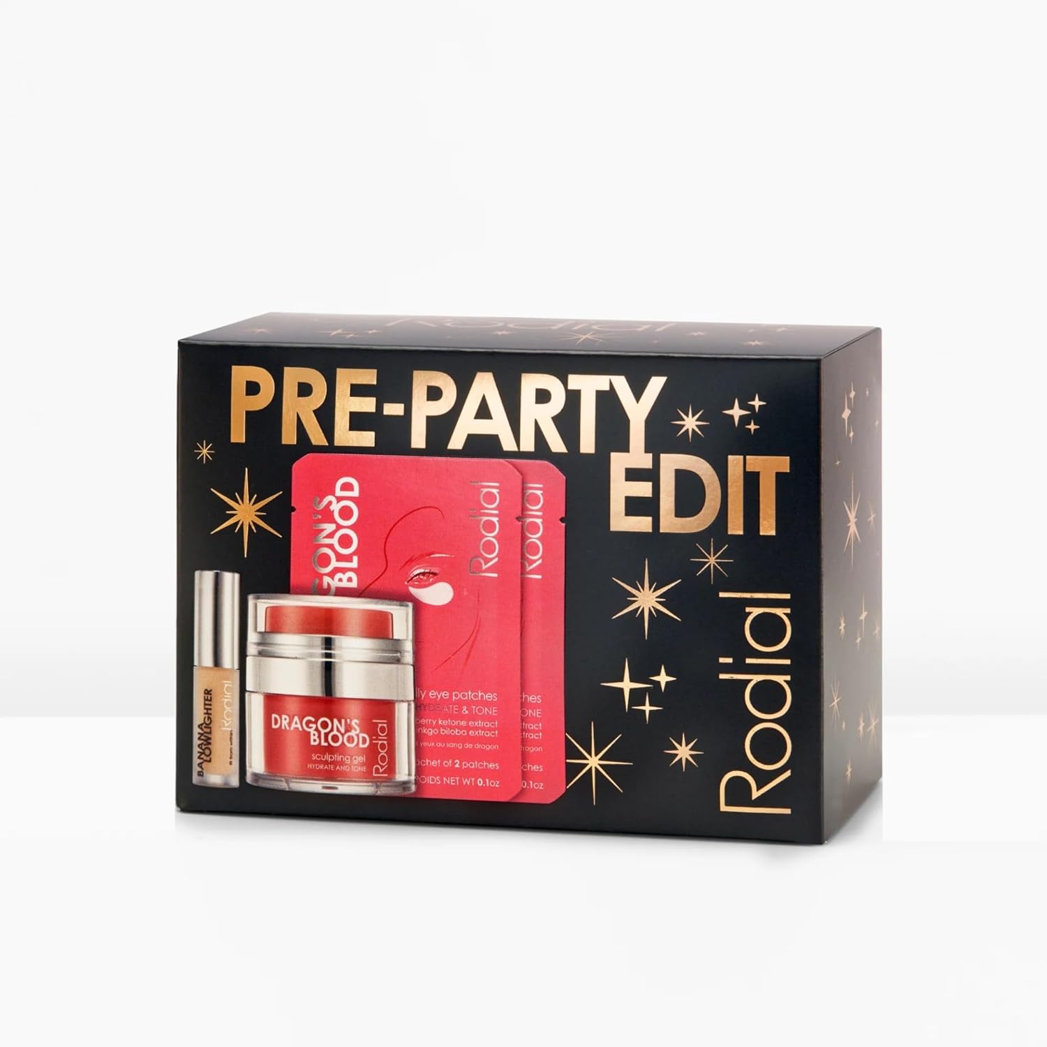 Rodial Pre-Party Edit - Holiday Skincare & Makeup Gift Set with Banana Lowlighter 0.07 oz, Dragon’s Blood Sculpting Gel 0.30 fl. oz & 2x Dragon’s Blood Eye Patches - Radiant Glow - Image 3