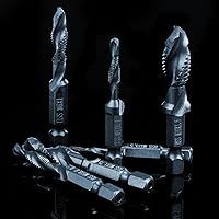 Vista 7 de THINKWORK Juego de brocas combinadas, 6 piezas 3 en 1 con revestimiento de titanio negro antióxido, herramienta de broca de rosca con punta de rosca