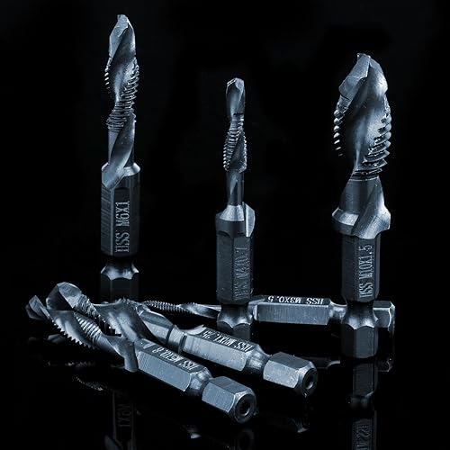 Vista 20 de THINKWORK Juego de brocas combinadas, 3 en 1 con revestimiento de titanio para perforar, tocar, avellanado, con adaptador de cambio rápido, 13