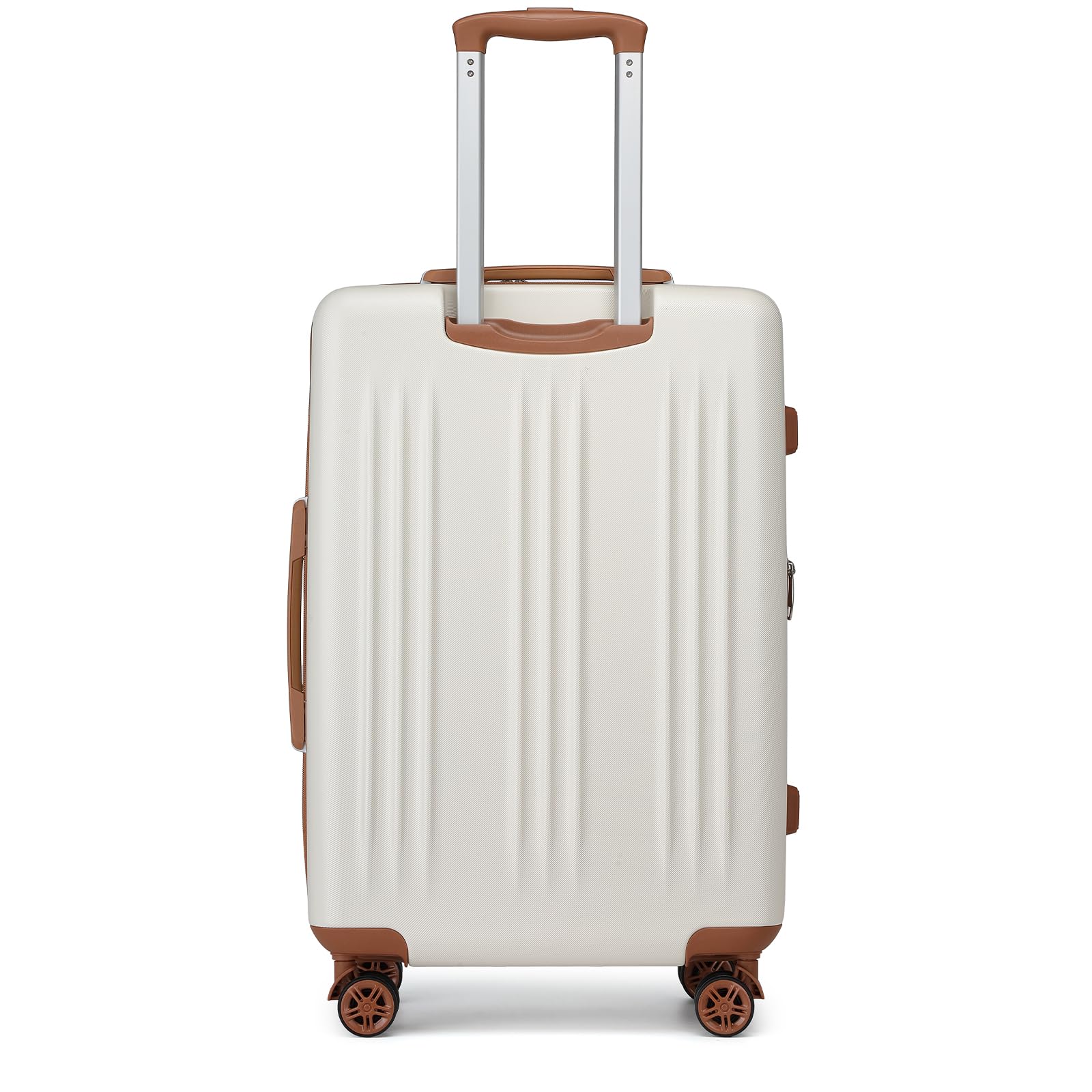 Kono Lightweight 24 Inch Expandable Luggage with Quiet Spinner Wheels TSA Lock, Scratch and Drop Resistant PC+ABS Hardside Durable Medium Checked Suitcase, Cream White & Brown