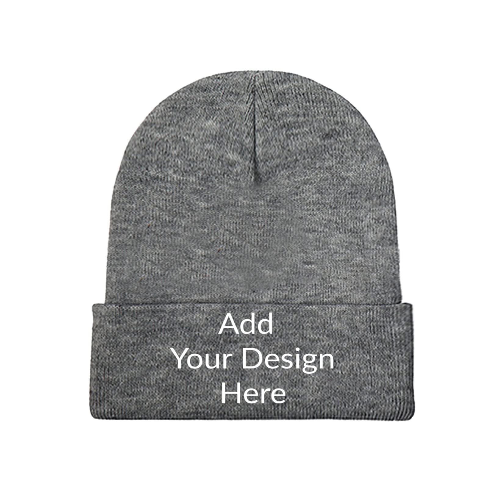 Custom Beanie Slouch Darkgray Beanie Add Your Design Here Knitted Hats