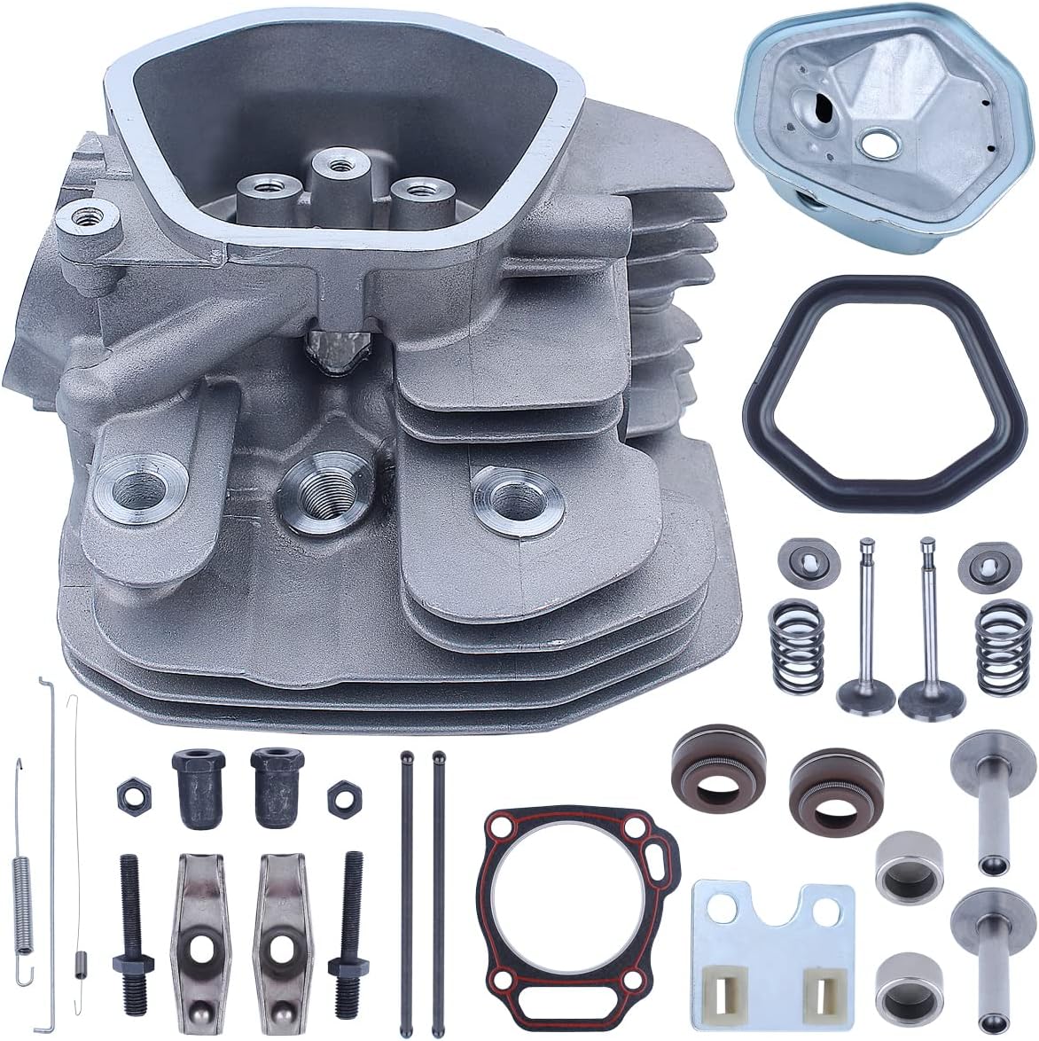 Adefol Cylinder Head Spring Valve Plate Kit for Honda GX390 13HP GX340 11HP Gasoline Engine with Valve Cover Gasket Cylinder Head Gasket Push Rod Guide Plate Inlet Exhaust Valve Spring Valve Rocker