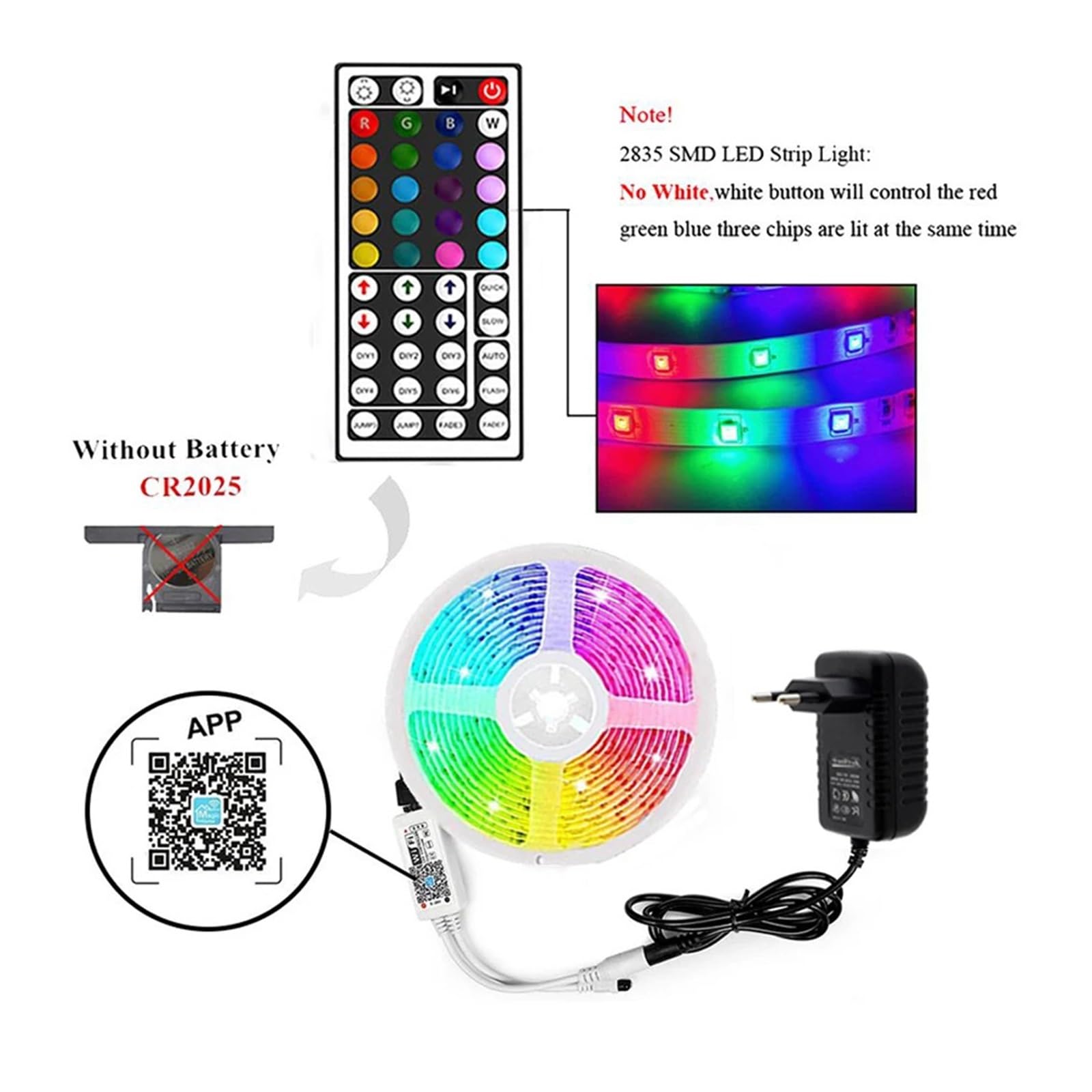 Controlador LED RGB WiFi inteligente con control remoto de aplicación de teléfono inteligente por voz IR RF de 44 teclas y 24 teclas, adecuado for tiras de luz LED DC5V-24V 5050 RGB (Color : WiFi RGB