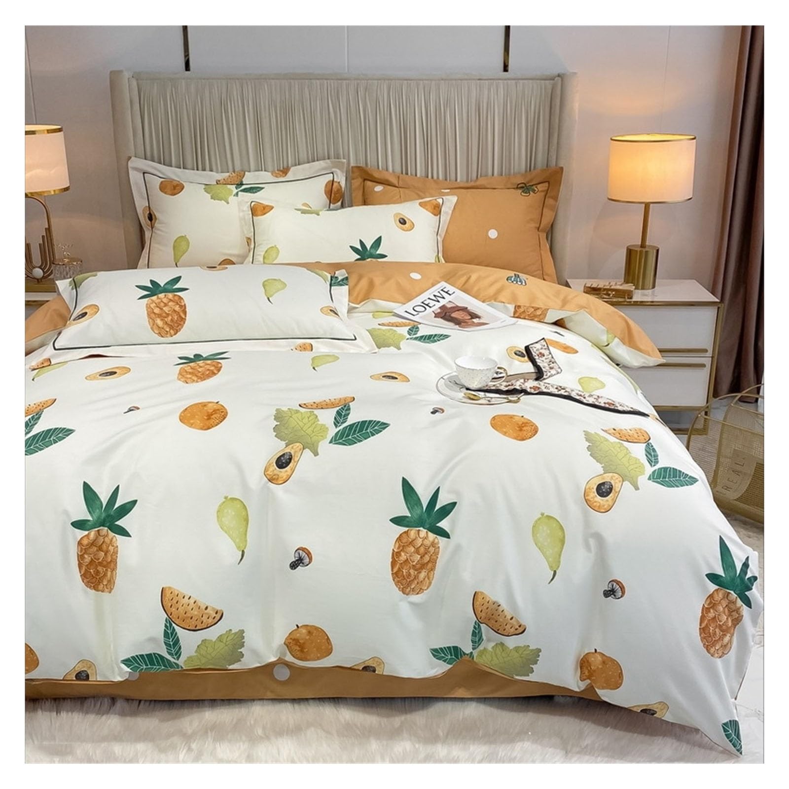Housse de couette à fleurs jaunes pour une chambre printanière et lumineuse