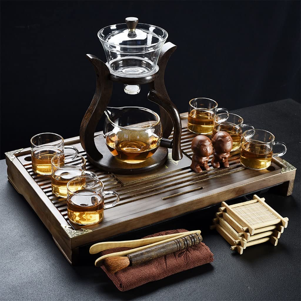 DFGHNBVC Lazy Automatic Tea Set Tray, Home Living Room Small Set Of Kung Fu Tea Cup Teapot Tea Tray Office Reception Tea Table,Chinese Gongfu Tea Table Serving