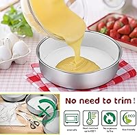 Vista 4 de E-Far - Juego de 3 moldes para tartas de 6 pulgadas, de acero inoxidable, de capa redonda, con pergamino redondo y rollo de revestimiento lateral