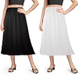 2 Pcs Women's Half Slips for Under Dresses Satin Skirt Extenders Anti-Static Petticoat Cosplay Underskirt