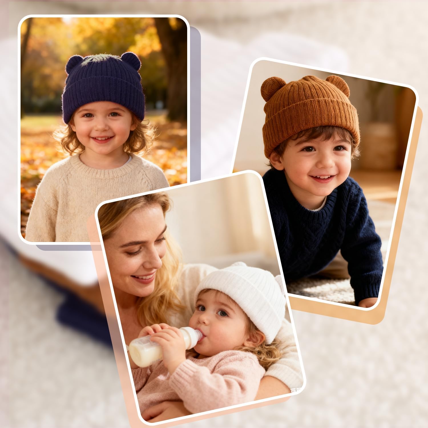 hoyuwak Baby Girl Beanie Winter Hat with Bear Ear Cute Warm Knitted Beanies Hat Soft Skull Cap for Baby Winter - Image 6